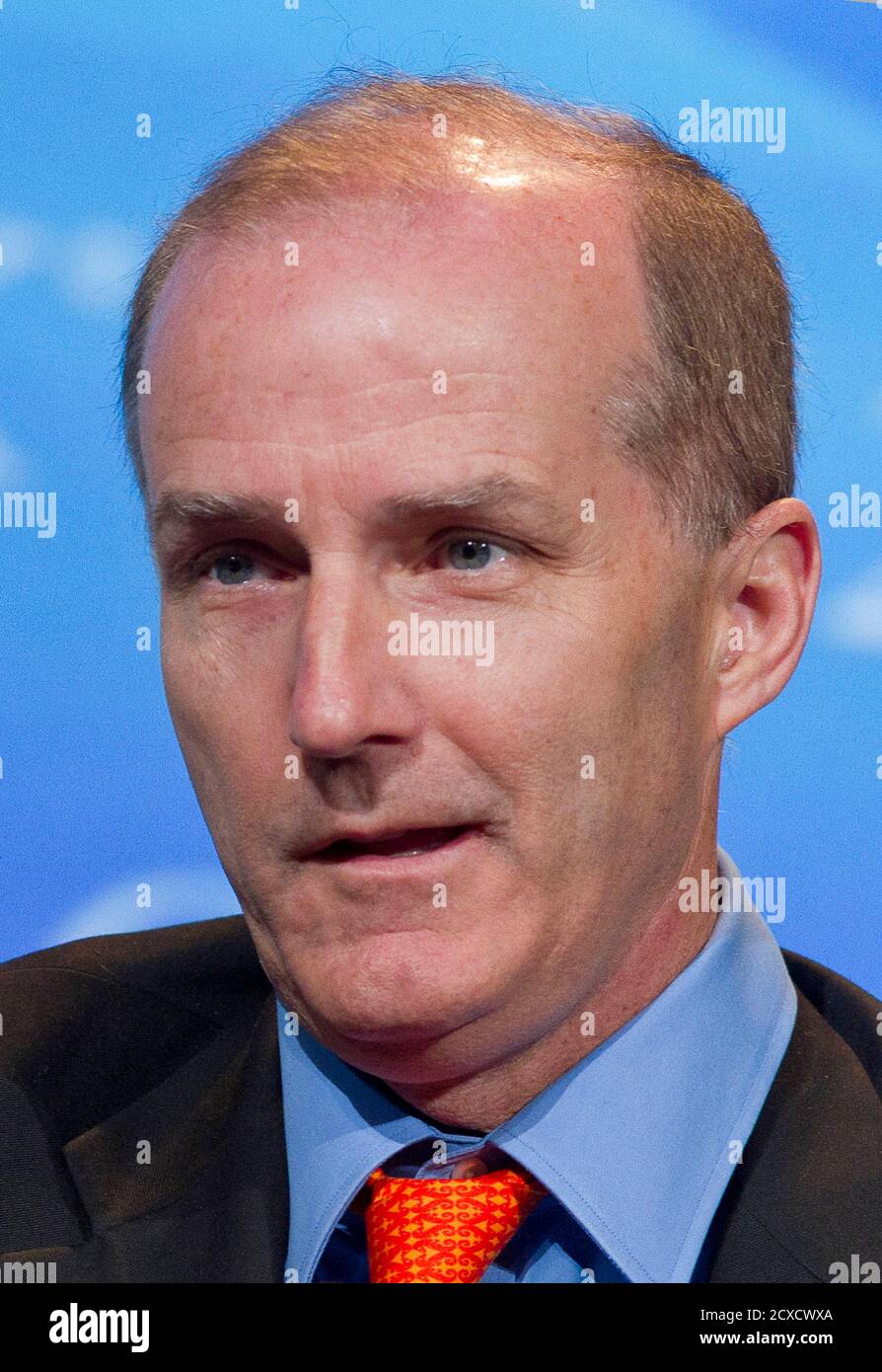 NRG Energy President and CEO David Crane speaks during the CERAWEEK world petrochemical conference in Houston March 8, 2012.  REUTERS/Richard Carson    (UNITED STATES - Tags: BUSINESS ENERGY HEADSHOT) Stock Photo