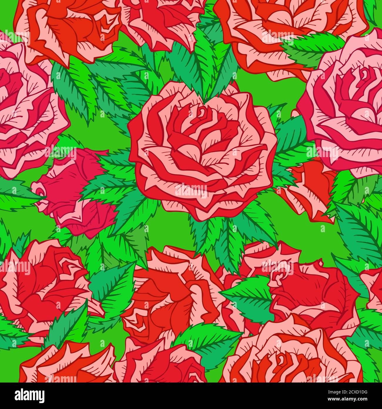 Seamless background with red roses Stock Vector Images - Alamy