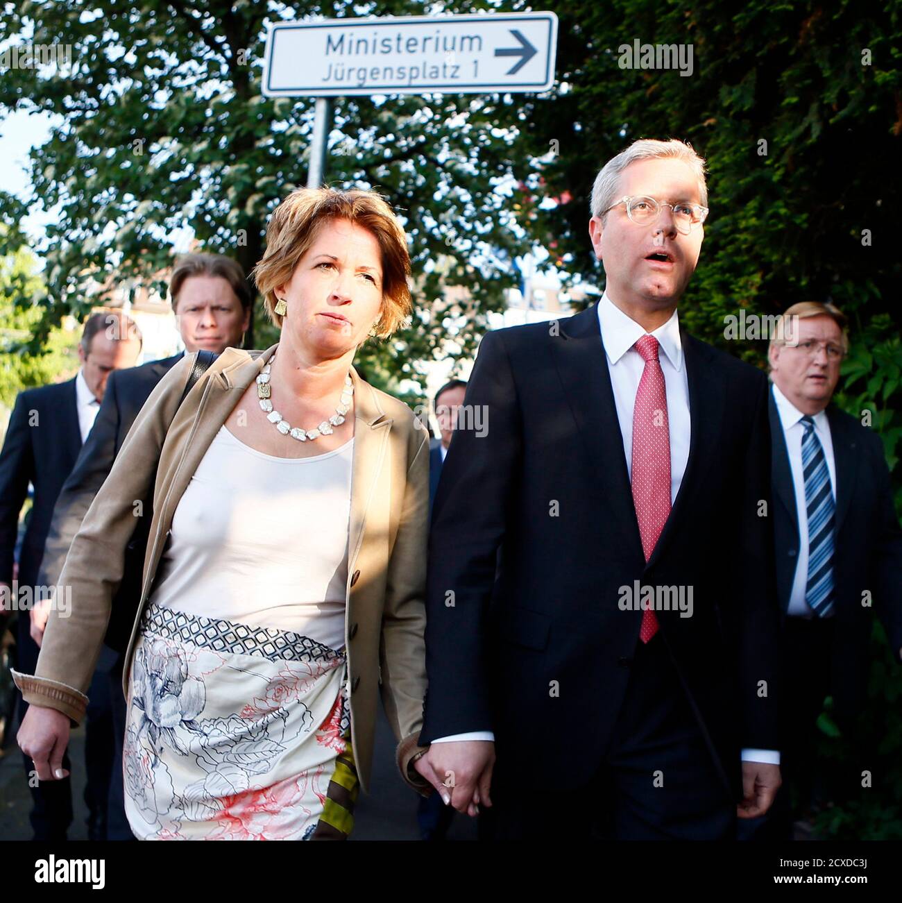 German Environment Minister Norbert Roettgen And His Wife Ebba Herfs Roettgen Walk After Roettgen Resigned As Chairman Of The Regional Party Of The Christian Democratic Union Cdu After The First Exit Polls For