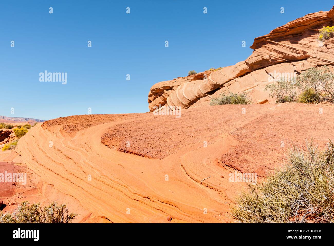 Geological rock hill with stratifaction effect from weathering over millennia Stock Photo