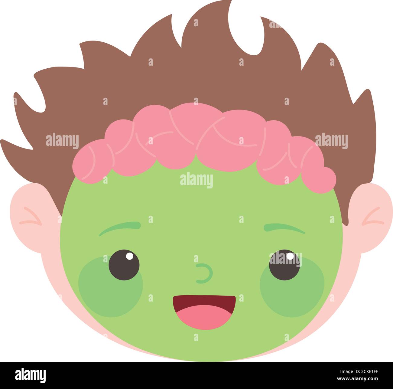 happy halloween, cute boy zombie face costume isolated design icon