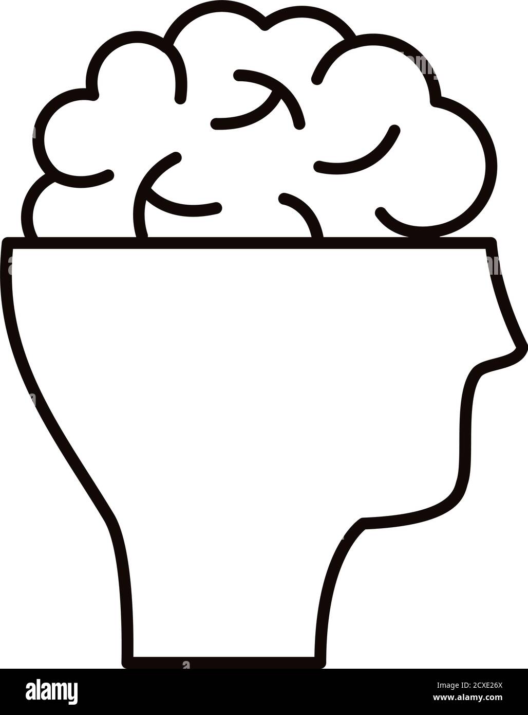 profile with brain human line style icon vector illustration design ...