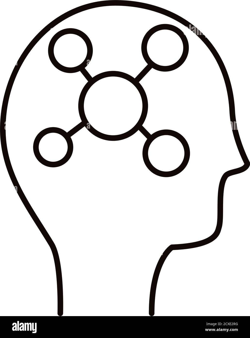human profile with molecule line style icon vector illustration design Stock Vector
