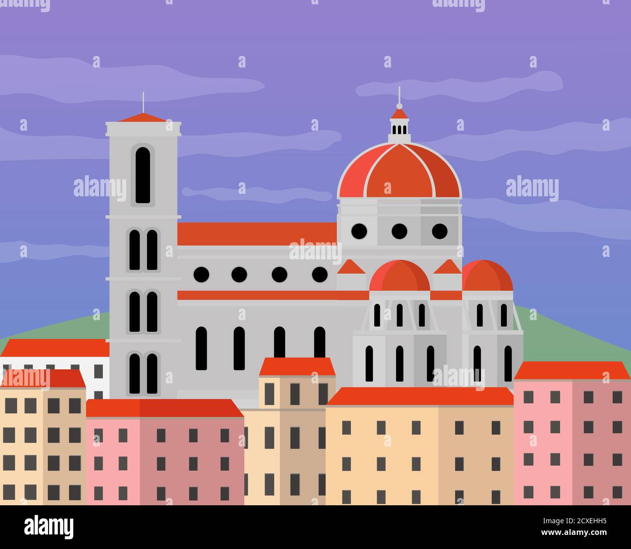 Illustration vector design of santa maria del fiore. It is located in Florence, Tuscany, Italy. Stock Vector