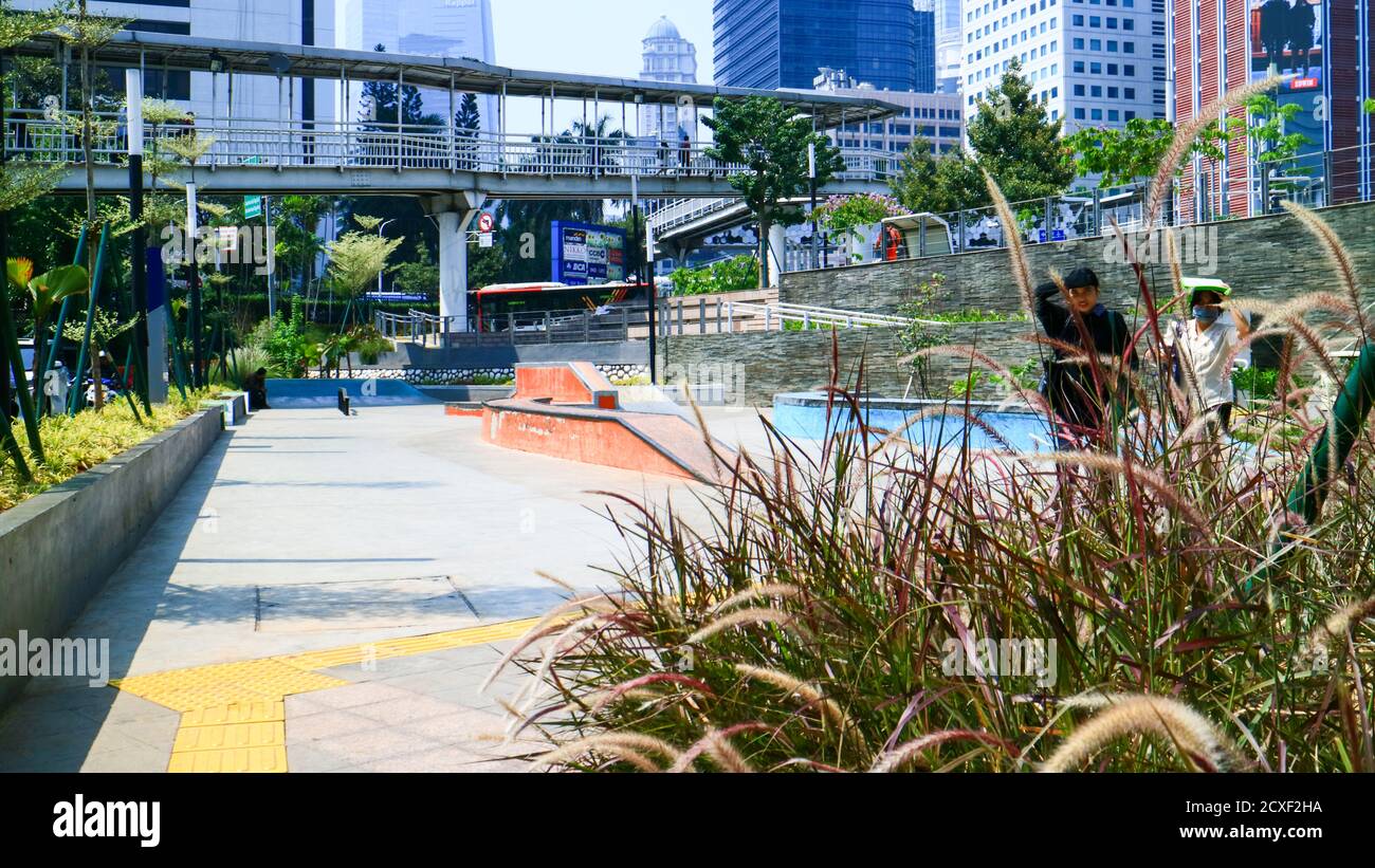 Jakarta, Indonesia - November 7, 2019: Mini Skate Park Area on