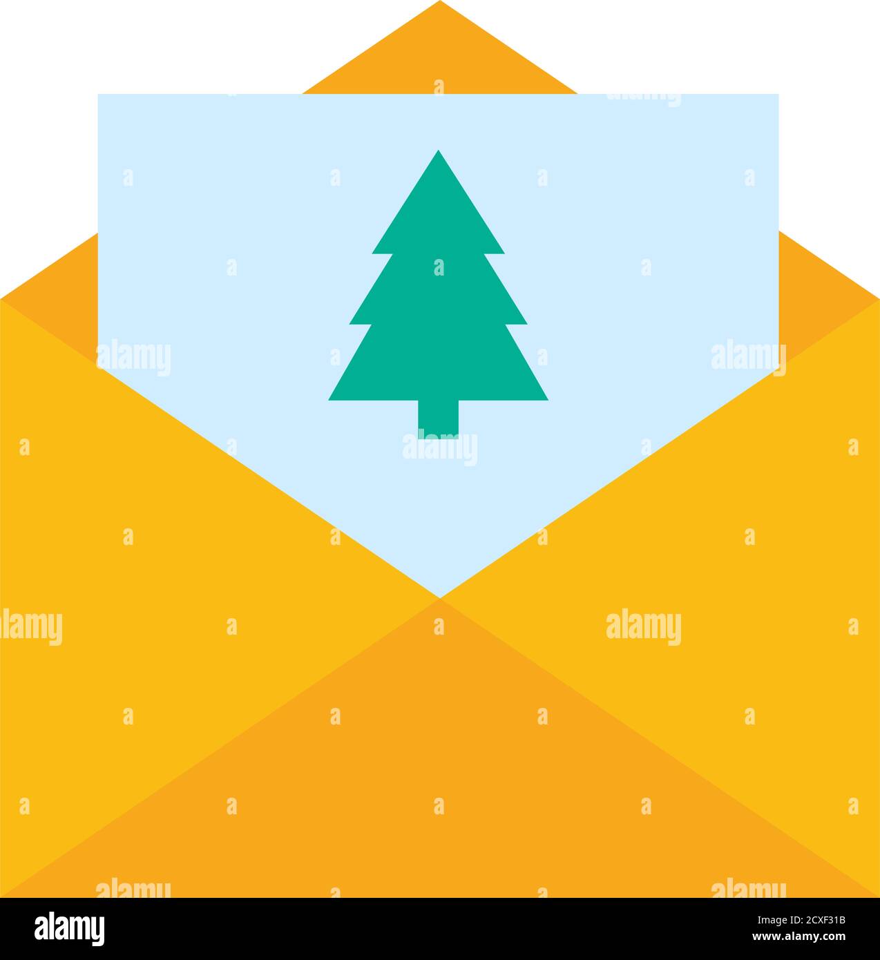 envelope with christmas card icon over white background, flat style ...