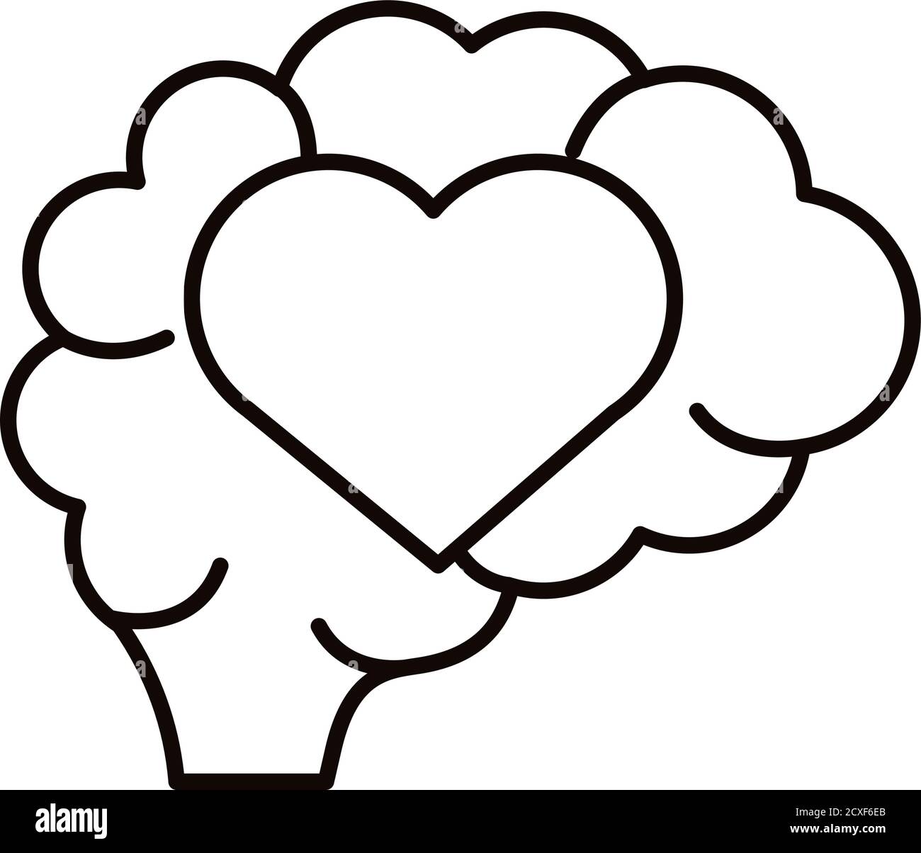 brain human with heart line style icon vector illustration design Stock ...
