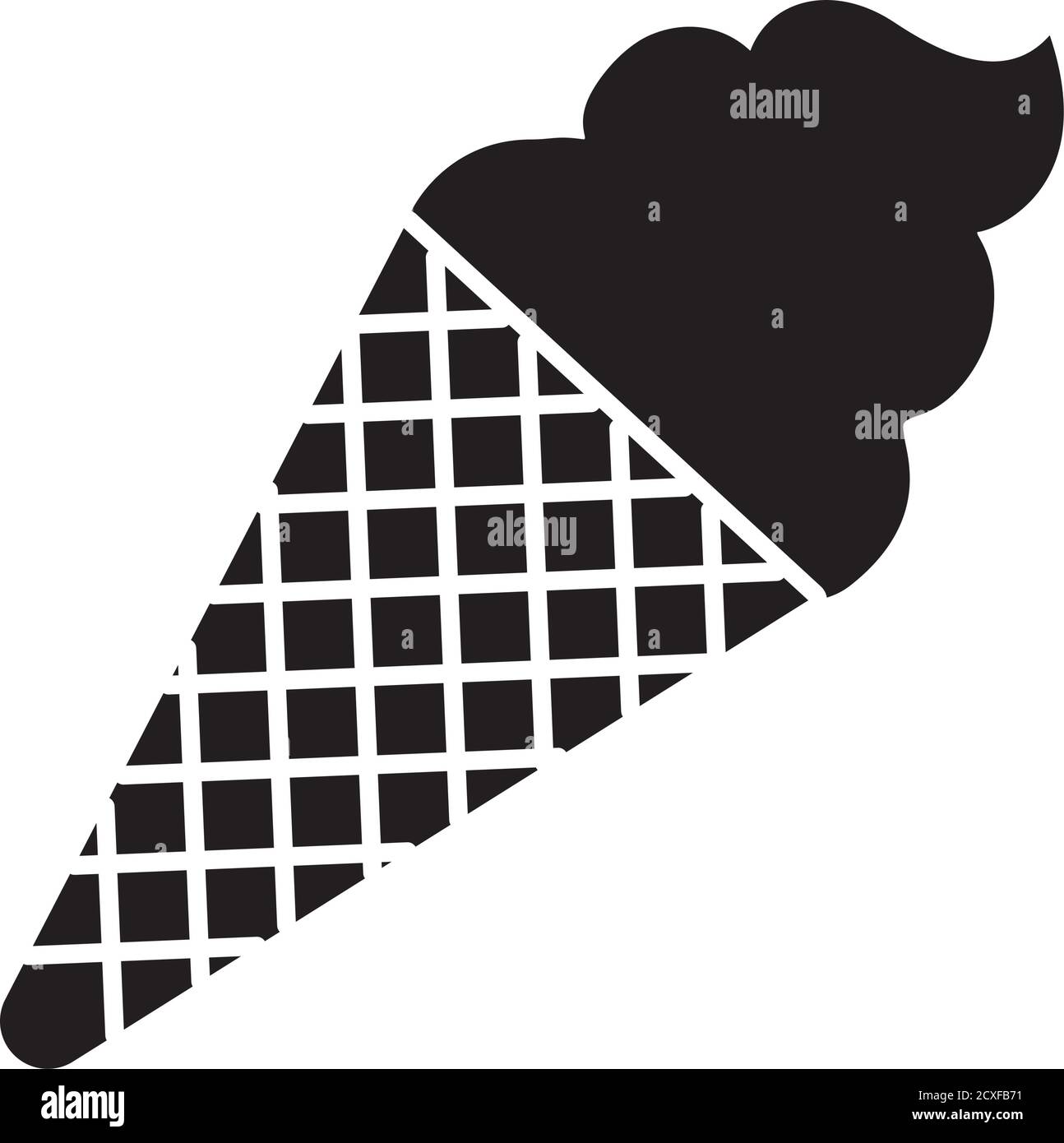 ice cream cone icon over white background, silhouette style, vector