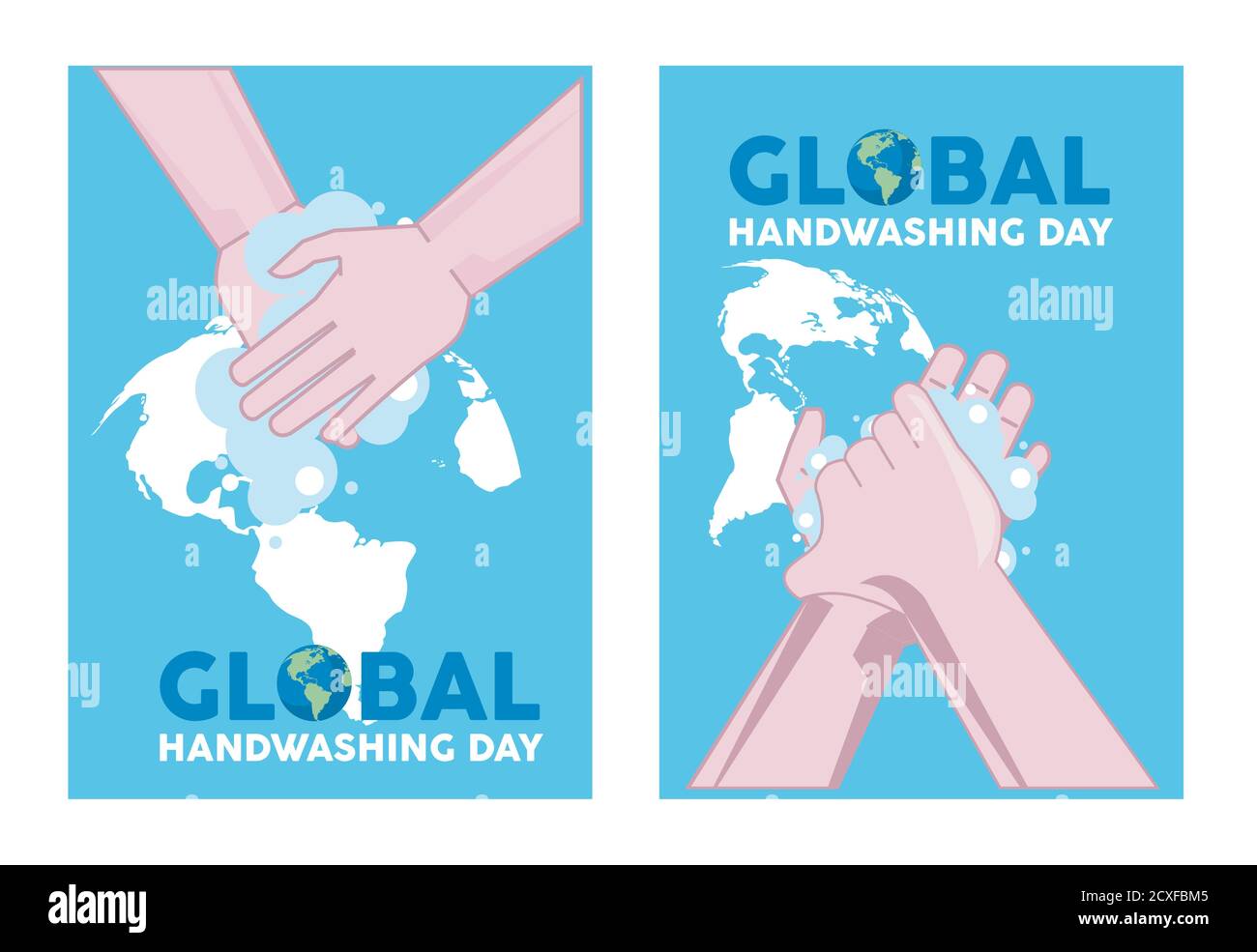 global handwashing day lettering with hands washing vector illustration ...