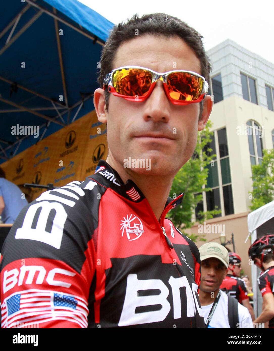 George Hincapie is seen as he signs autographs before the  Stage-8  of the Amgen Tour of California from Santa Clarita to Thousand Oaks,  California, May 22, 2011. REUTERS/Lucy Nicholson (UNITED STATESSPORT