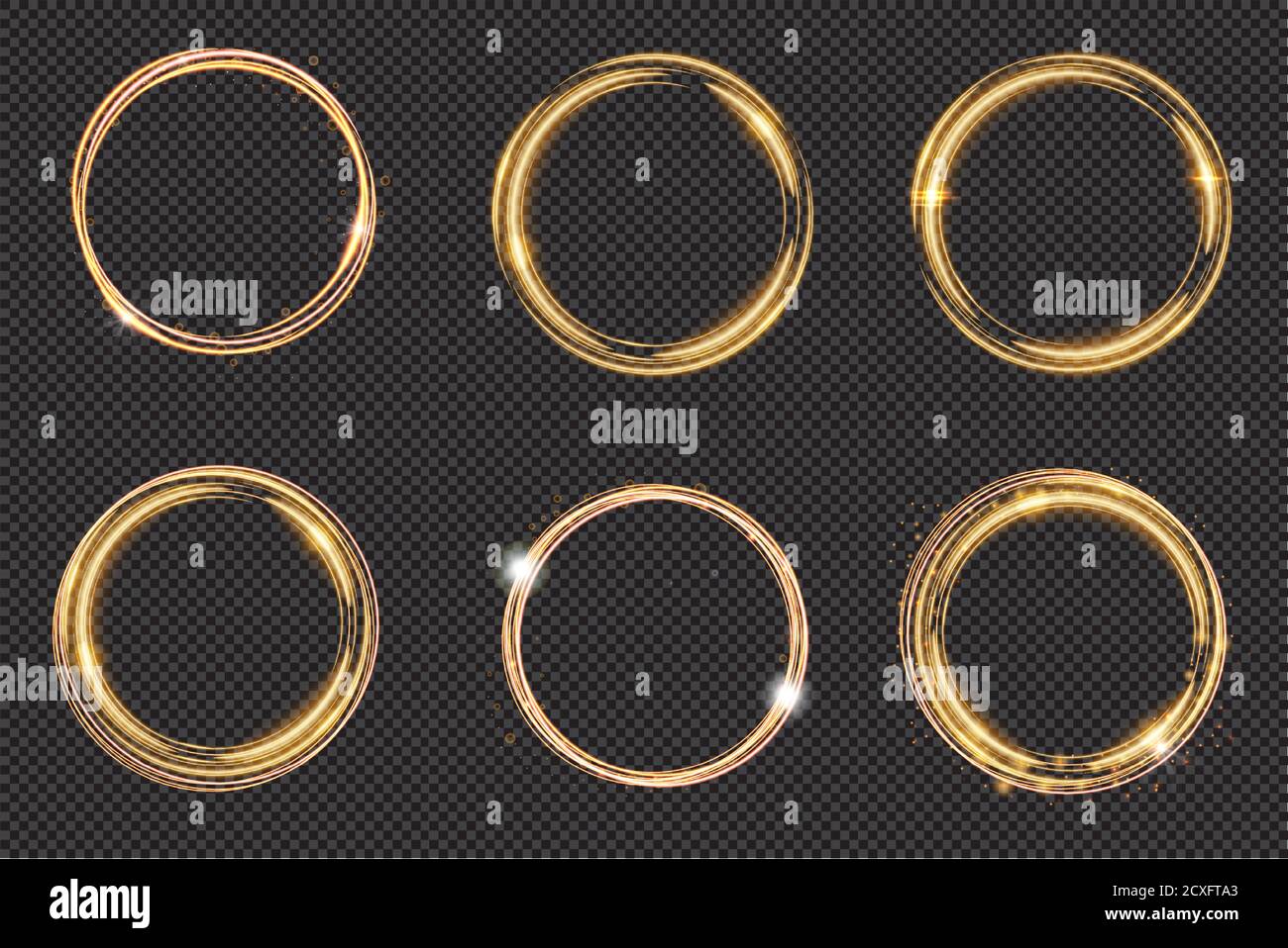 Bright halo. Set of abstract glowing circles. Light optical effect halo