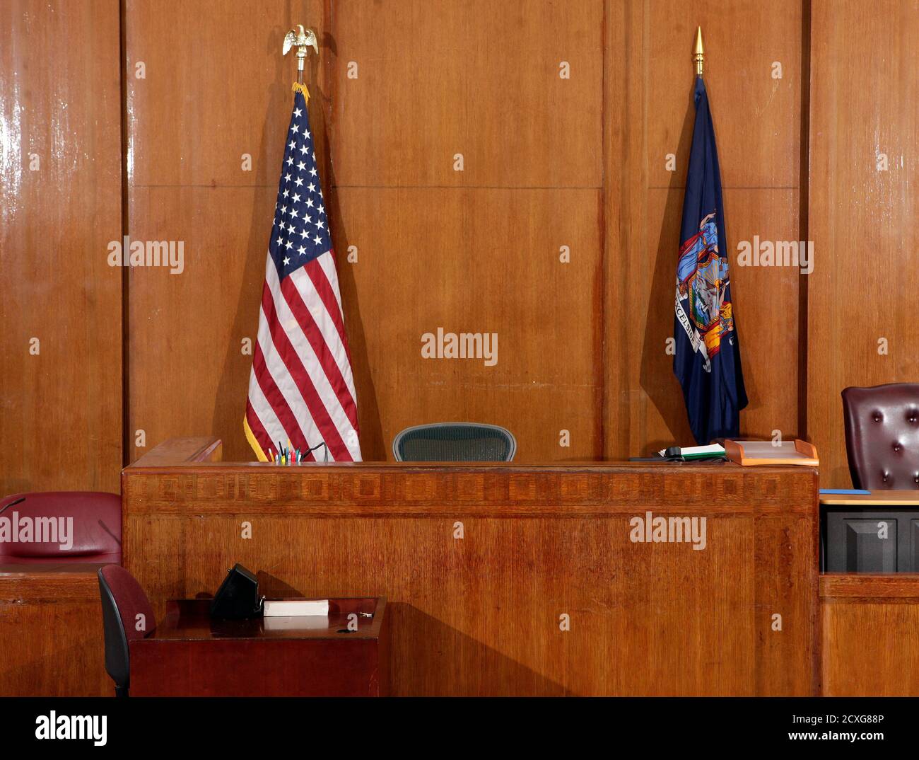 The Witness Stand L And The Judge S Chair C In Part 31 Room 1333 Of The New York State Supreme Court Criminal Term At 100 Centre Street In New York February 3