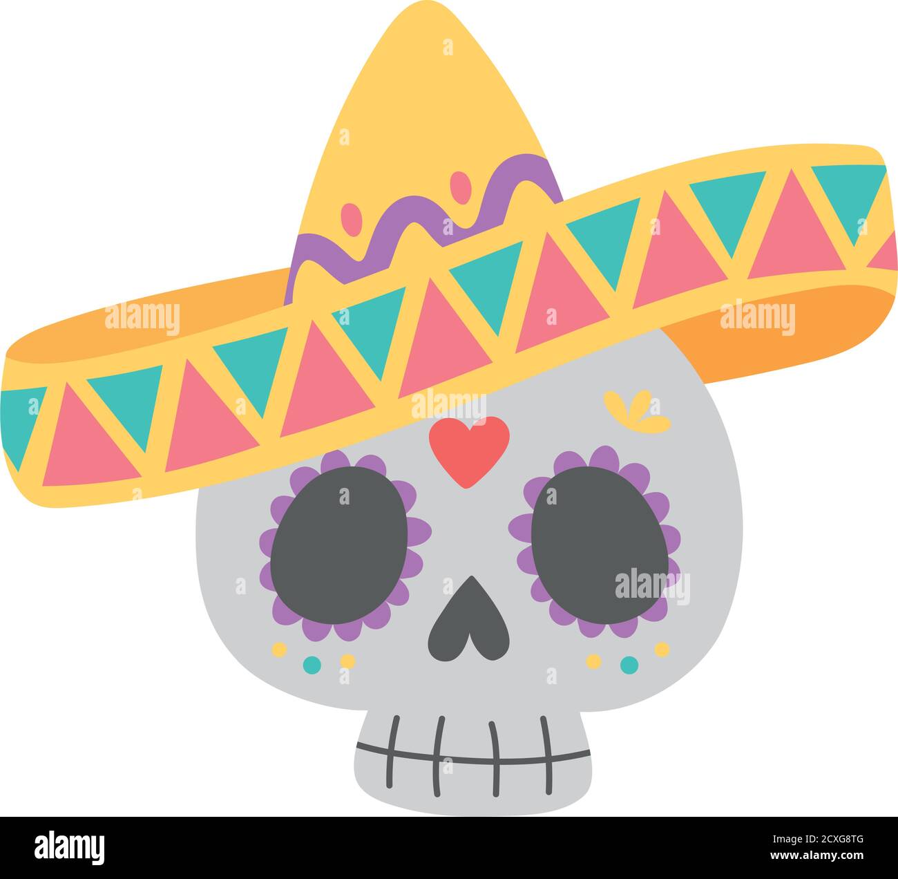day of the dead, skull with hat 