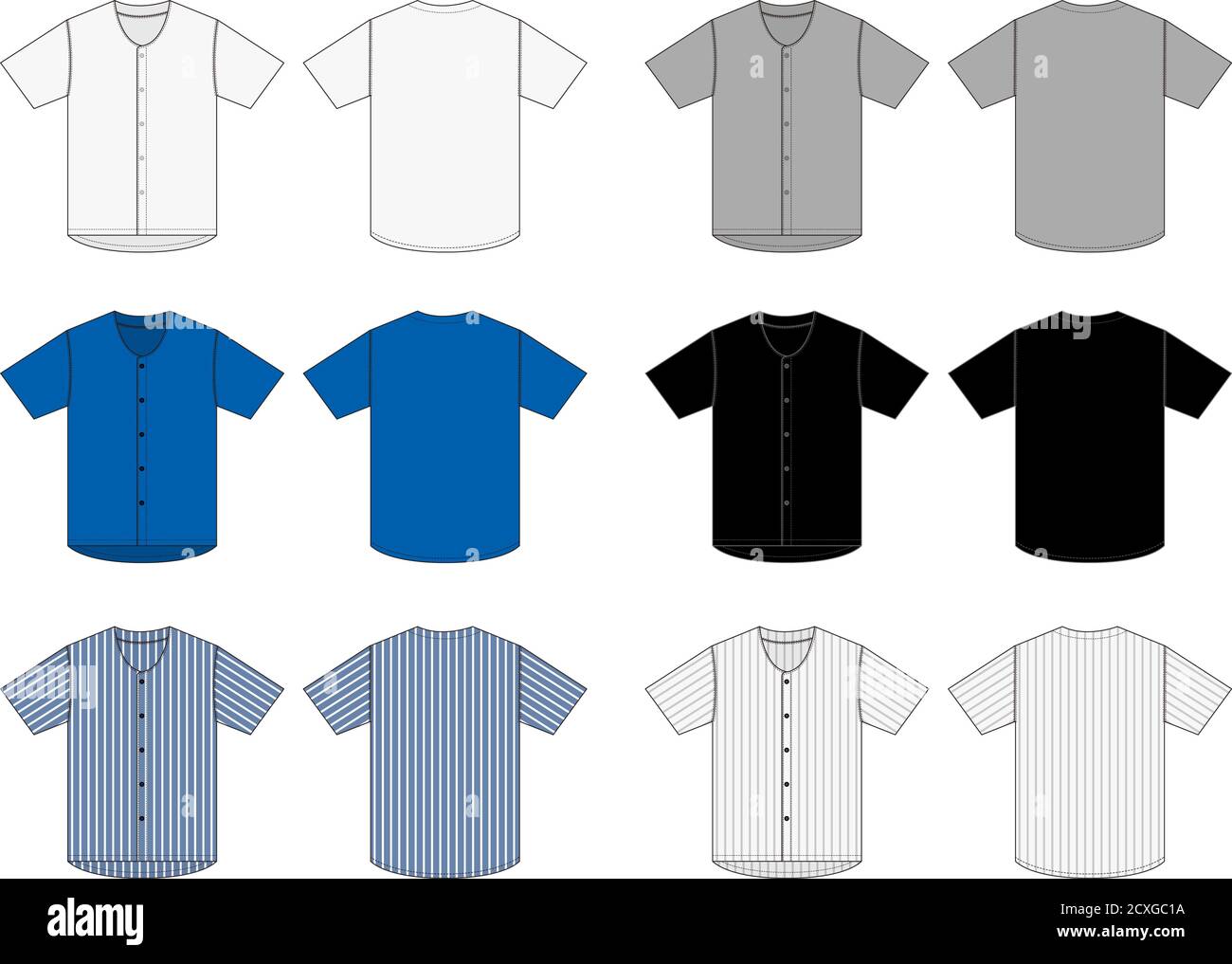 Jersey shortsleeve shirt (baseball uniform shirt) template vector  illustration set Stock Vector Image & Art - Alamy