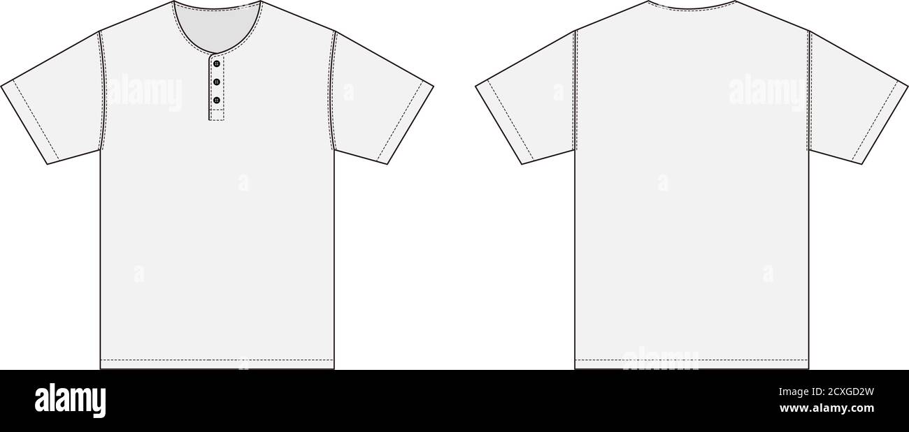 Short-sleeve shirt (Henry neck) template vector illustration / white Stock Vector