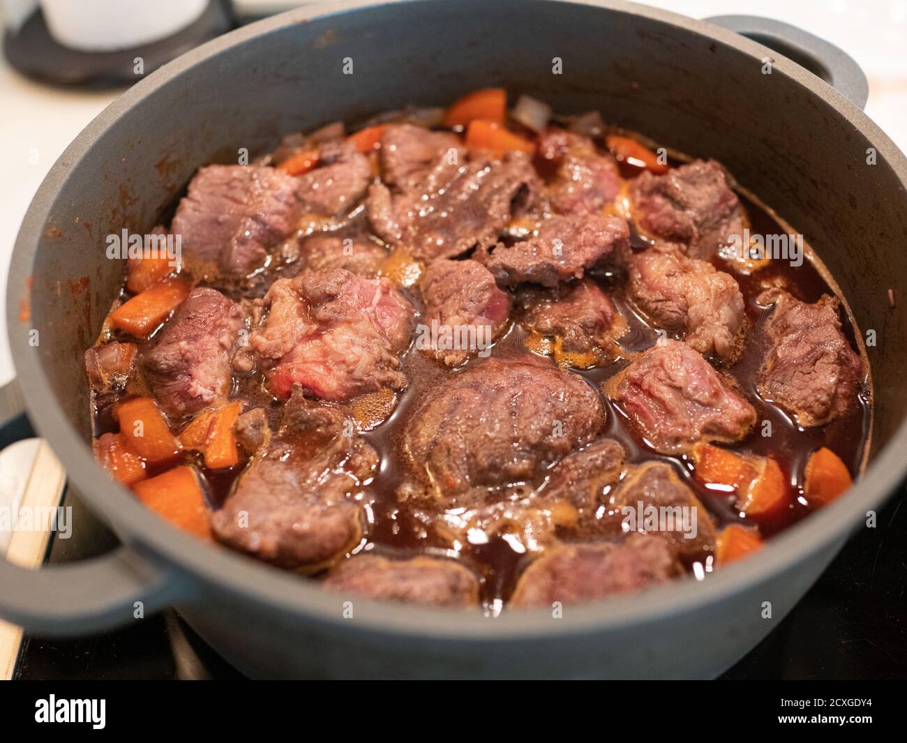 Beef braised with red wine Stock Photo Alamy