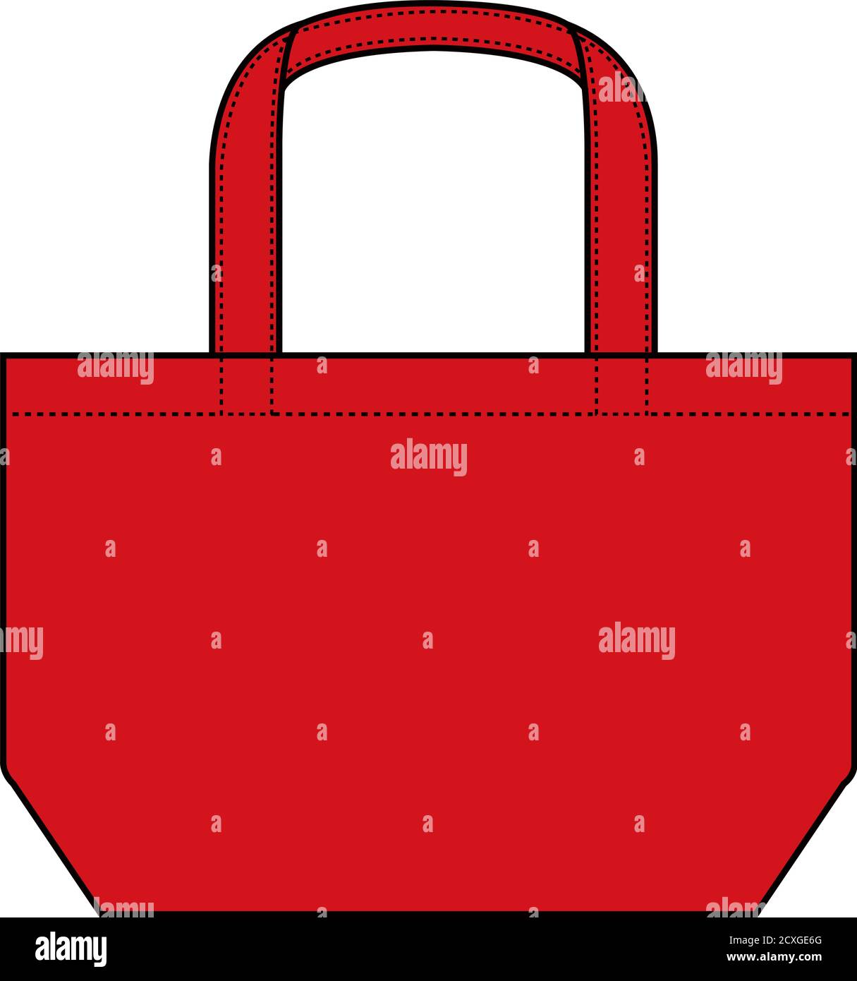 Small tote bag (ecobag , shopping bag) template vector illustration /red Stock Vector