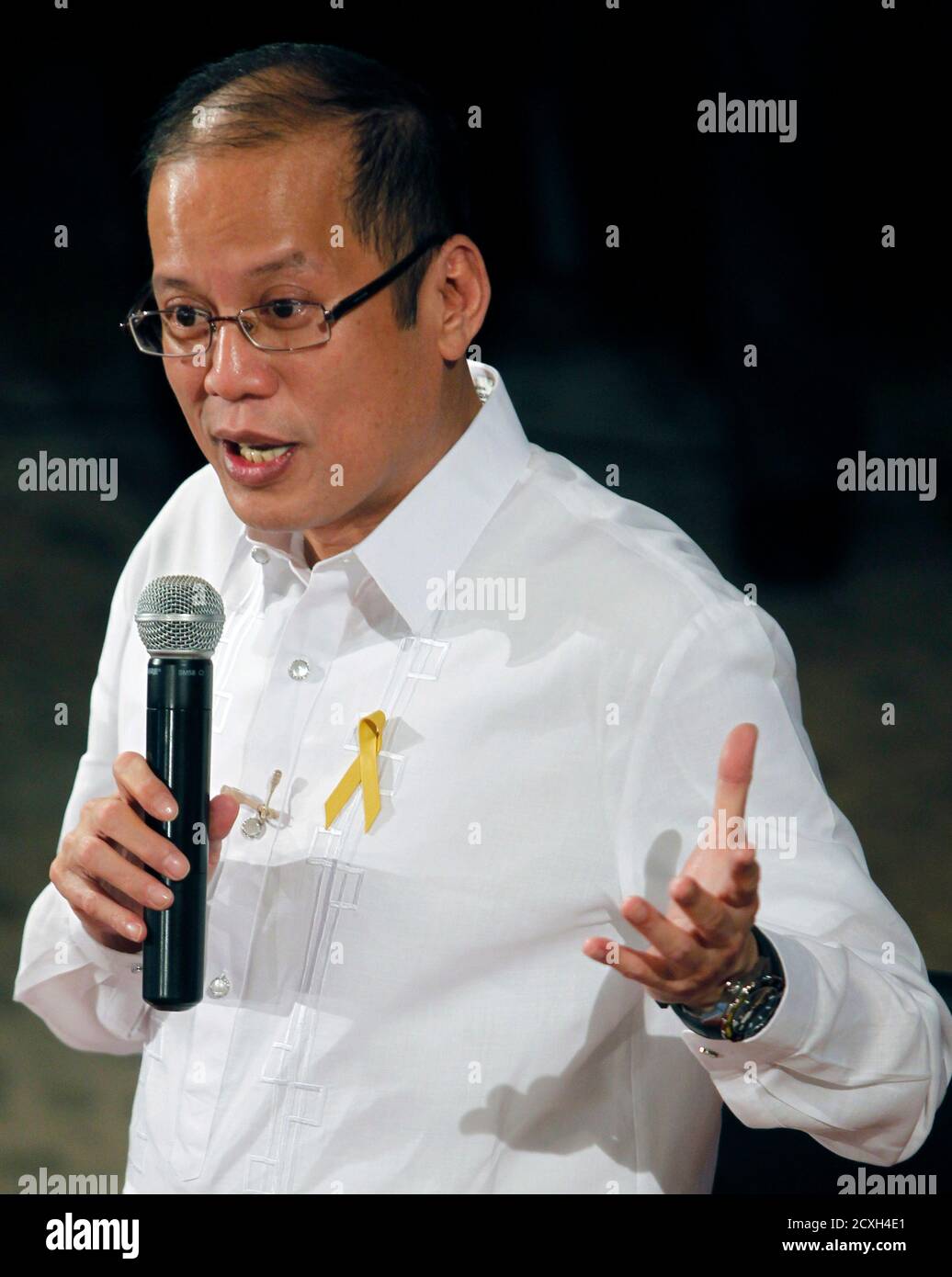 Philippine President Benigno Aquino Gestures As He Answers Questions During His Visit To The La Consolacion College Auditorium In Manila October 7 10 To Mark His First 100 Days In Office Business