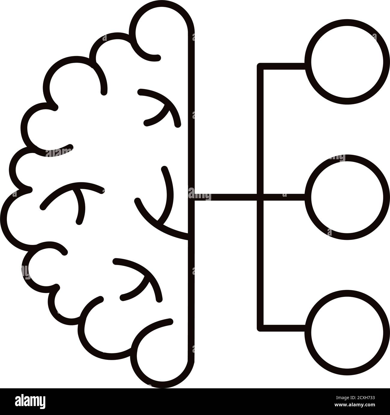 brain human with infographic line style icon vector illustration design ...
