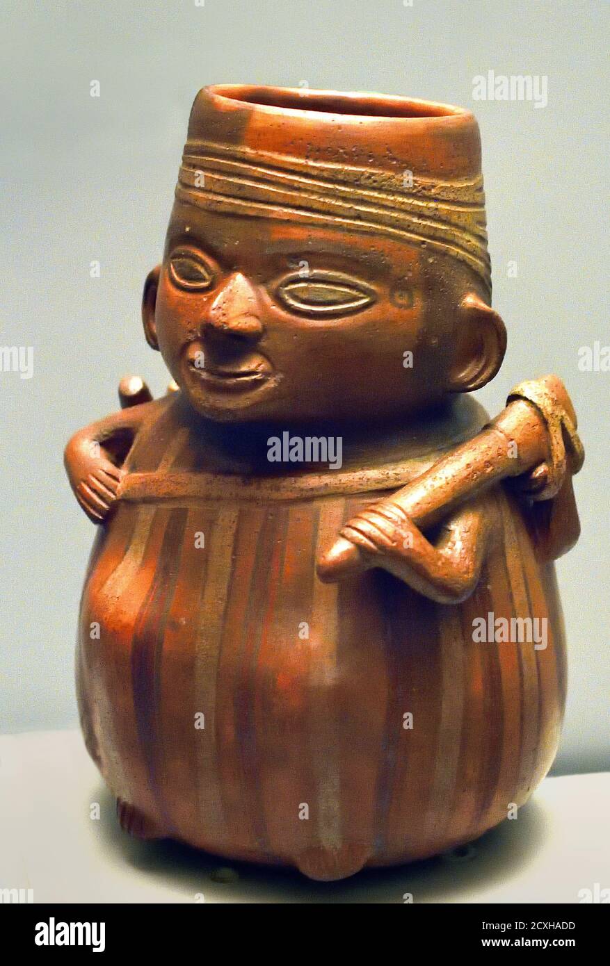 Vessel that represents a Peasant with his own activity 1400-1533 AD Inca  Peru, Peruvian, America, American,, Stock Photo