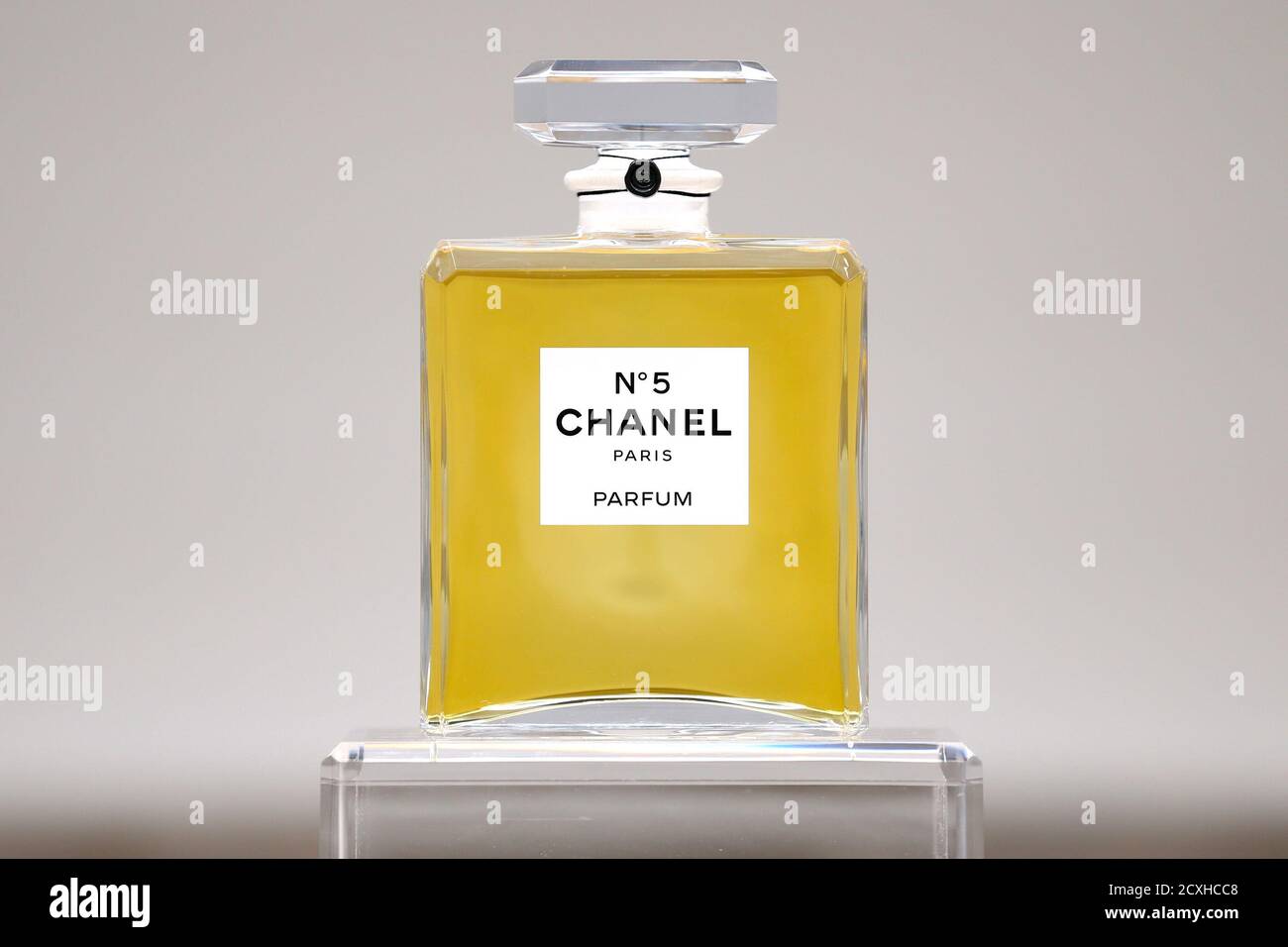 A bottle of CHANEL No. 5 perfume is seen during the No. 5 CULTURE CHANEL  exhibit at the Palais de Tokyo in Paris May 3, 2013. The exhibition, which  runs from May