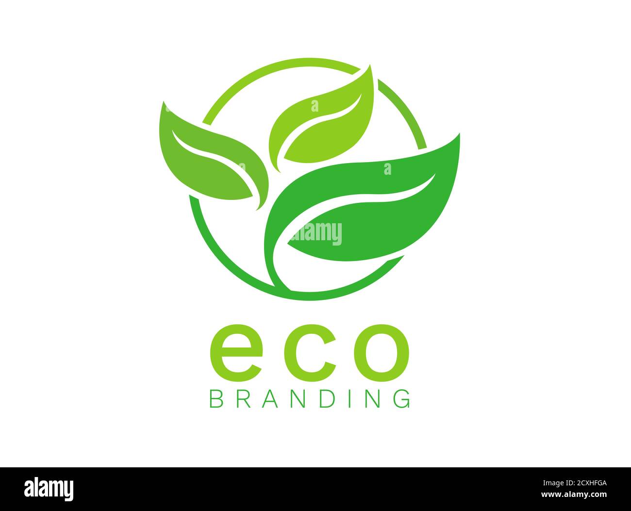 Nature green eco organic leaf logo with circle concept flat design ...