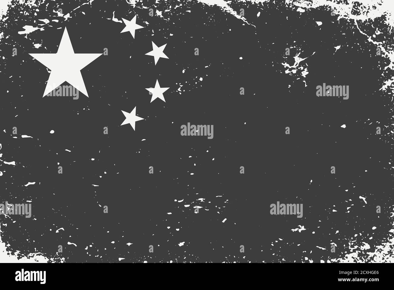 Grunge styled black and white flag China. Old vintage background Stock Vector