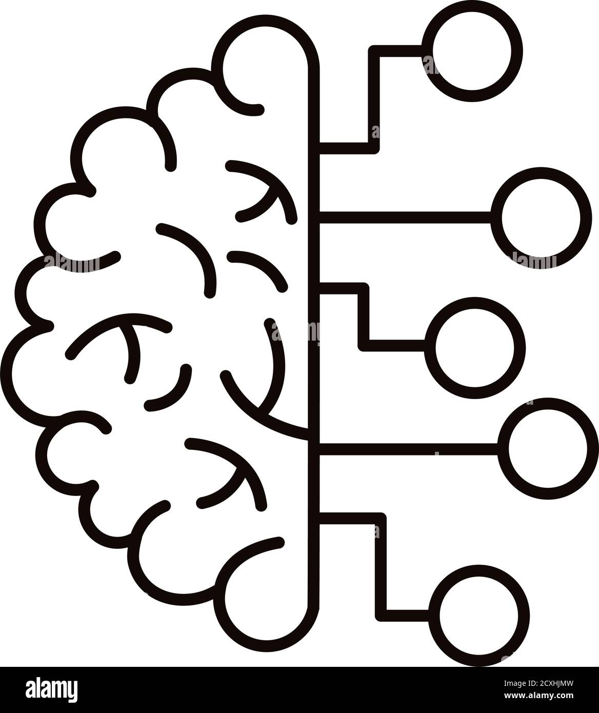 brain human with infographic line style icon vector illustration design ...
