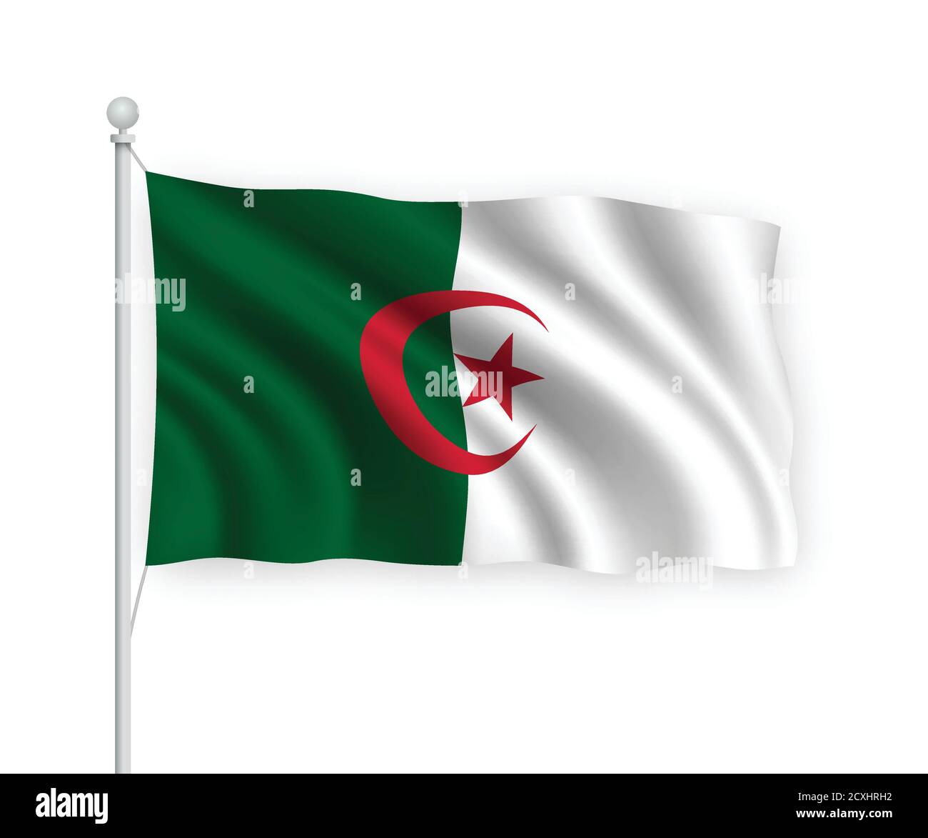 3d waving flag Algeria Isolated on white background. Stock Vector