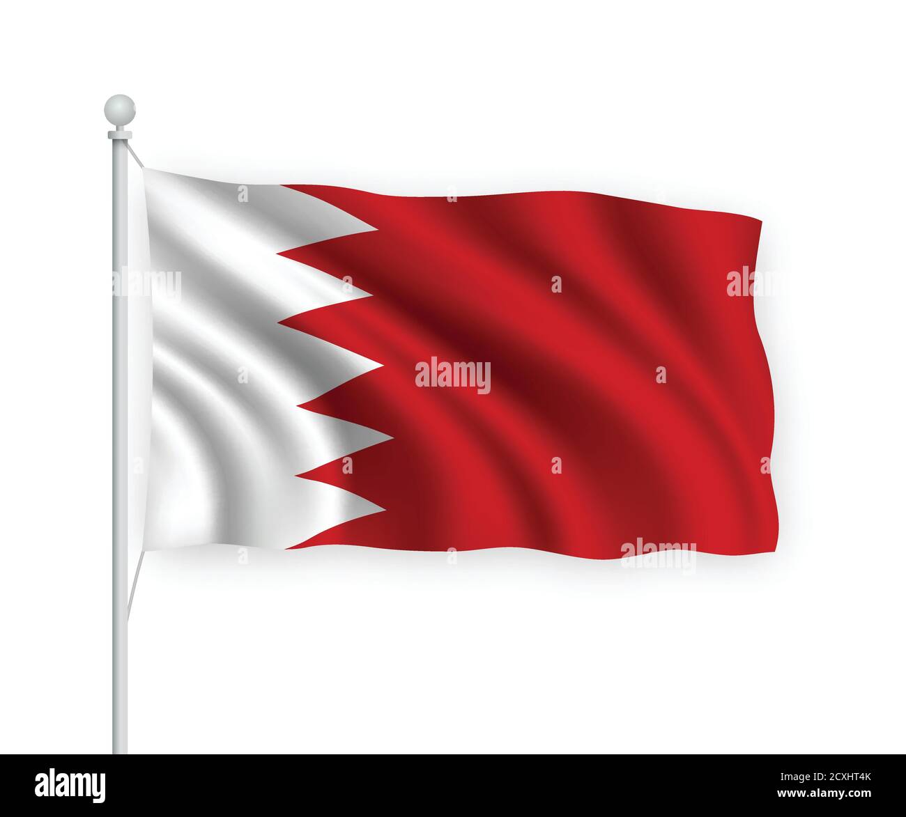 3d waving flag Bahrain Isolated on white background. Stock Vector