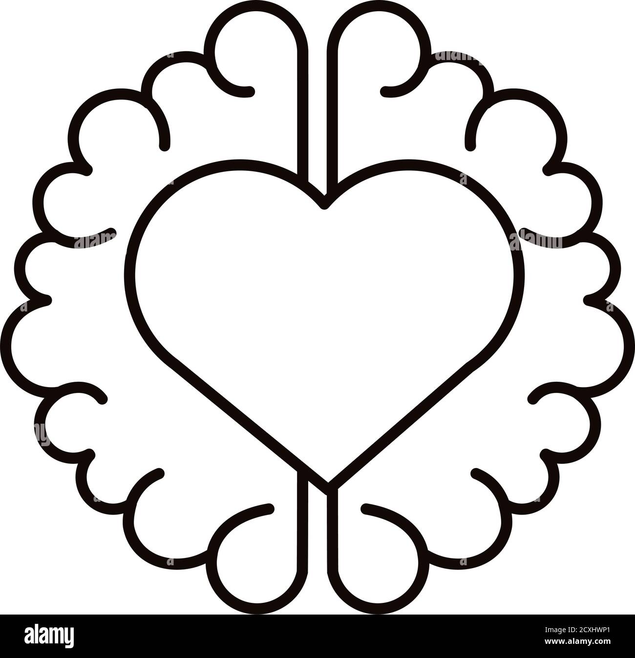 brain human with heart line style icon vector illustration design Stock ...