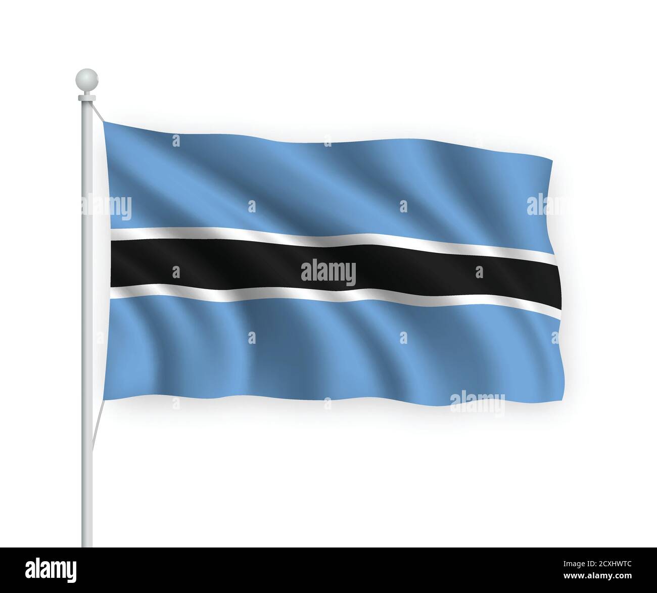 3d waving flag Botswana Isolated on white background Stock Vector Image ...