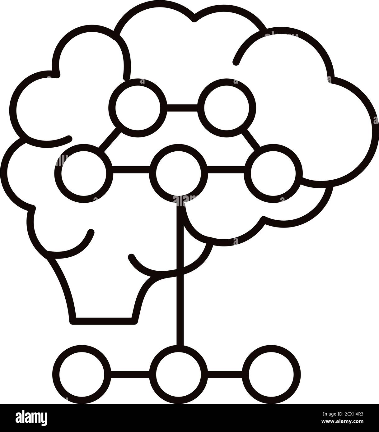 brain human with infographic line style icon vector illustration design ...