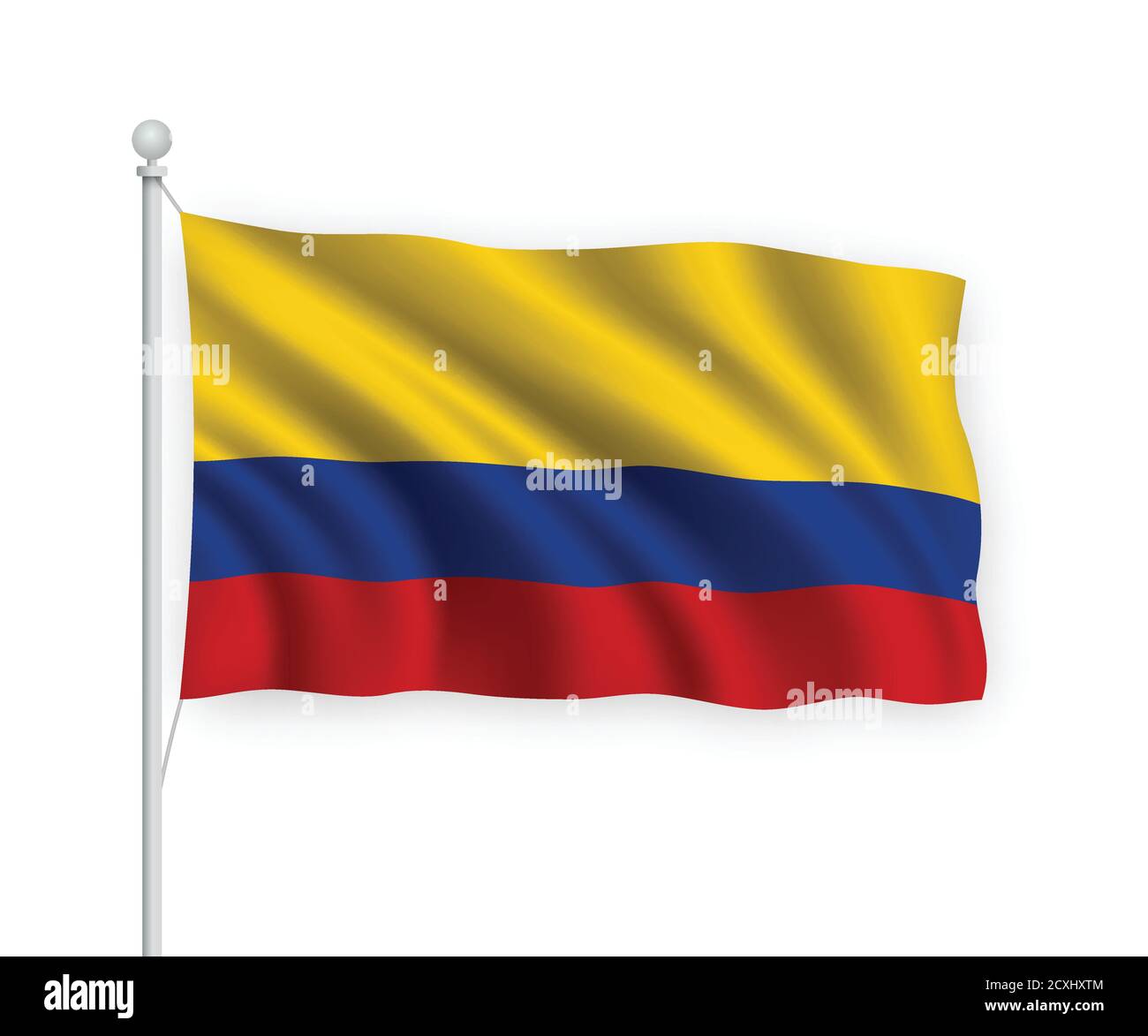 3d waving flag Colombia Isolated on white background. Stock Vector
