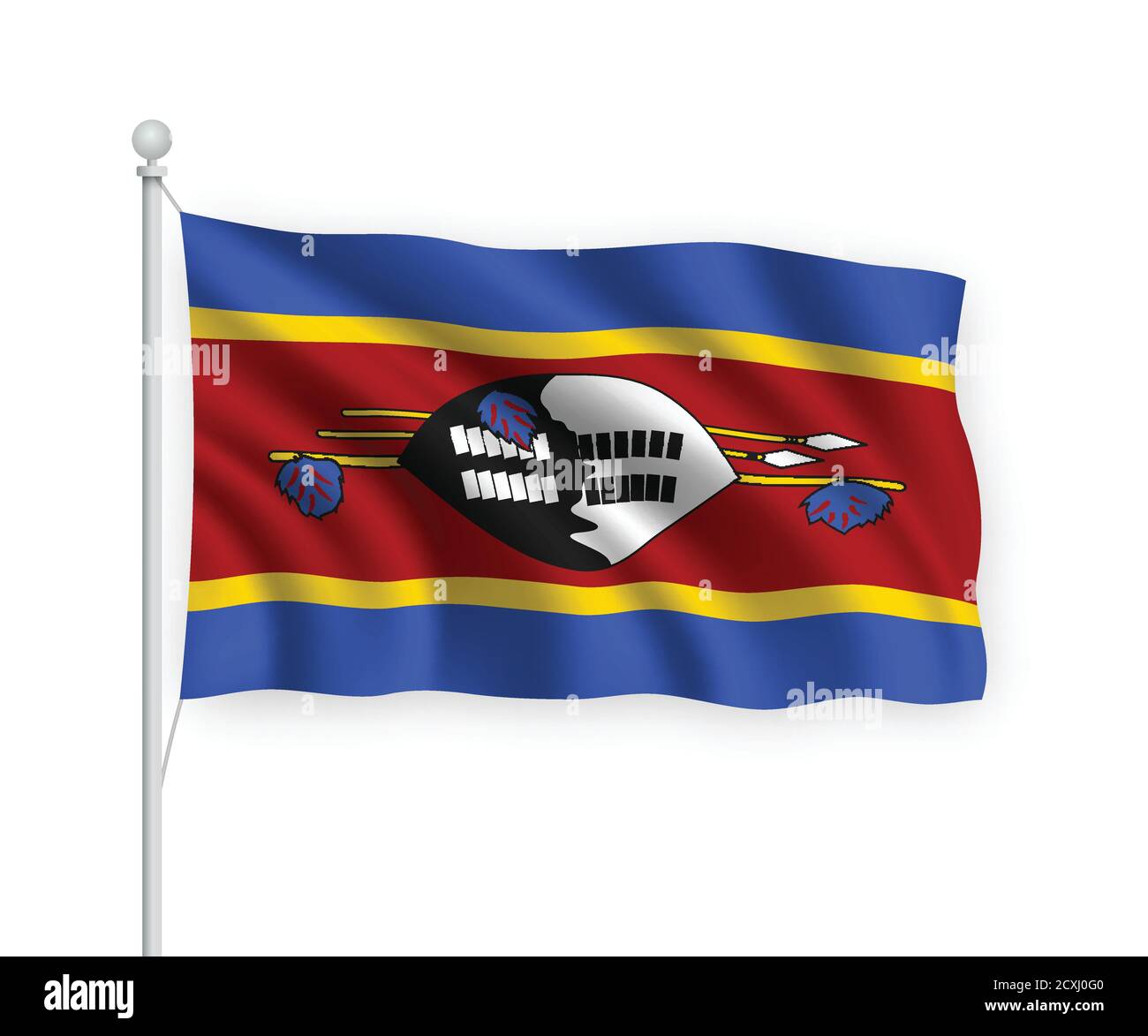 3d waving flag Eswatini Isolated on white background Stock Vector Image ...