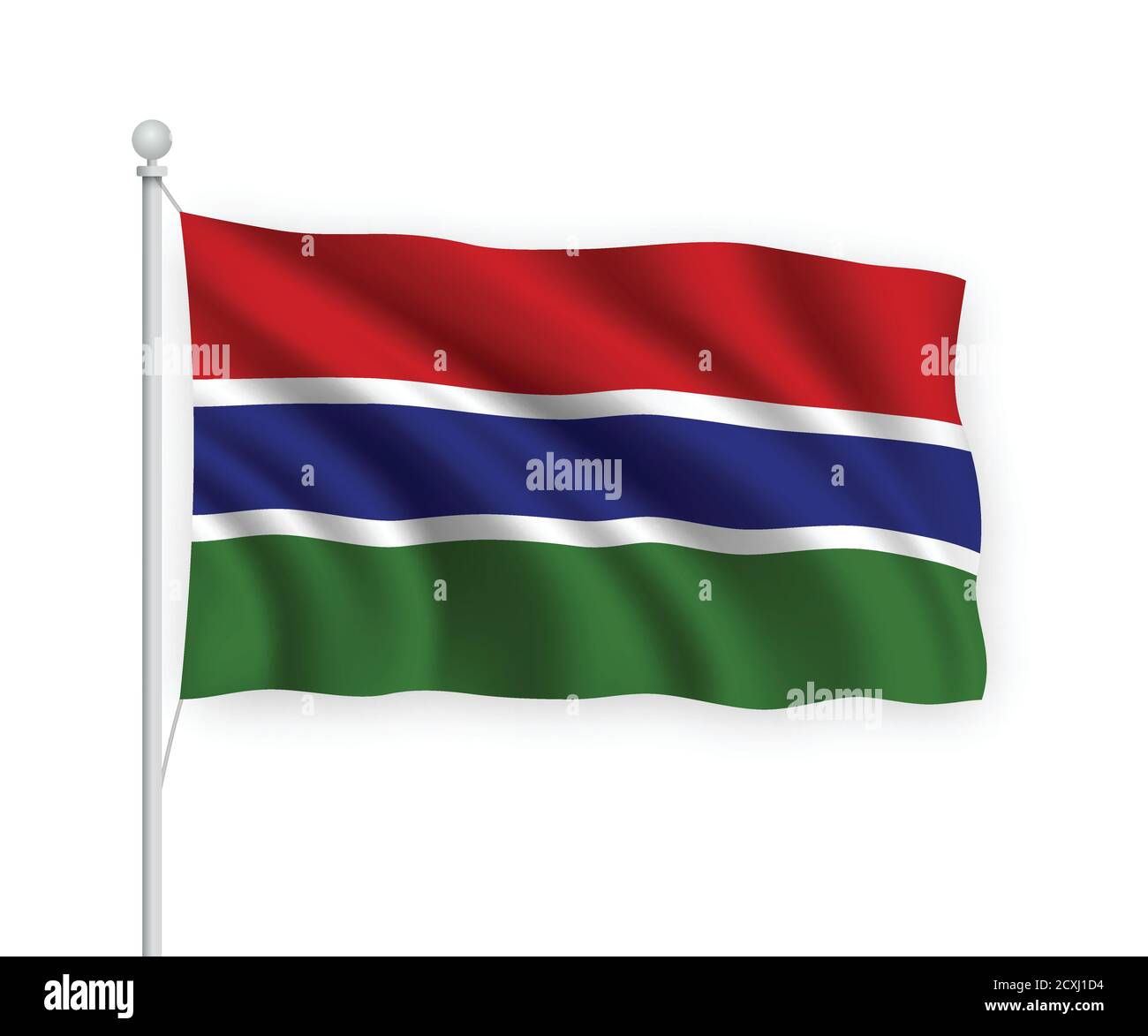 3d waving flag Gambia Isolated on white background Stock Vector Image ...