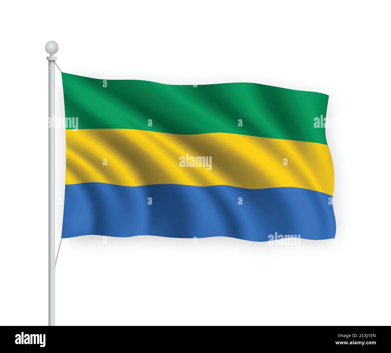 3d waving flag Gabon Isolated on white background Stock Vector Image ...