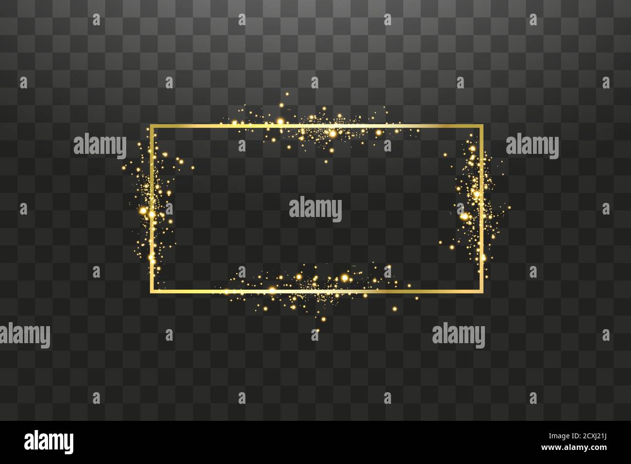 Golden frame with lights effects. Shining rectangle banner. Isolated on ...