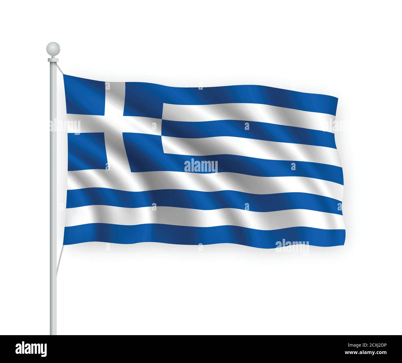 3d waving flag Greece Isolated on white background. Stock Vector