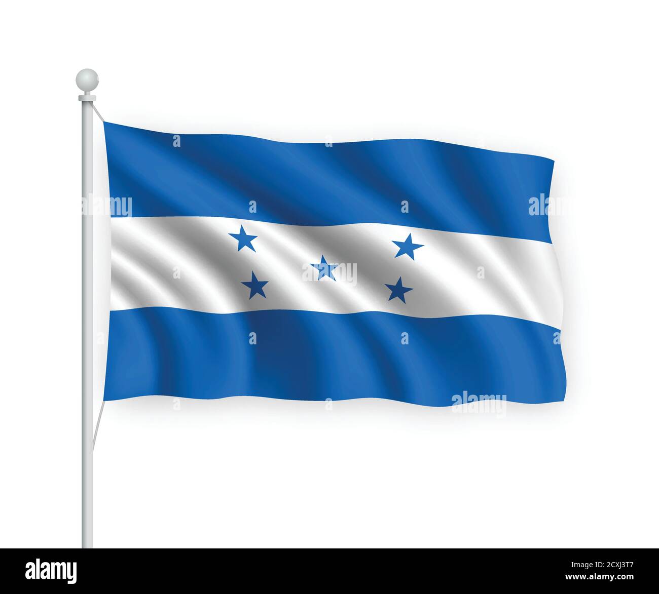 3d waving flag Honduras Isolated on white background. Stock Vector