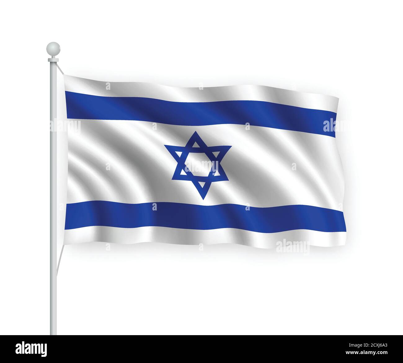 3d waving flag Israel Isolated on white background Stock Vector Image ...