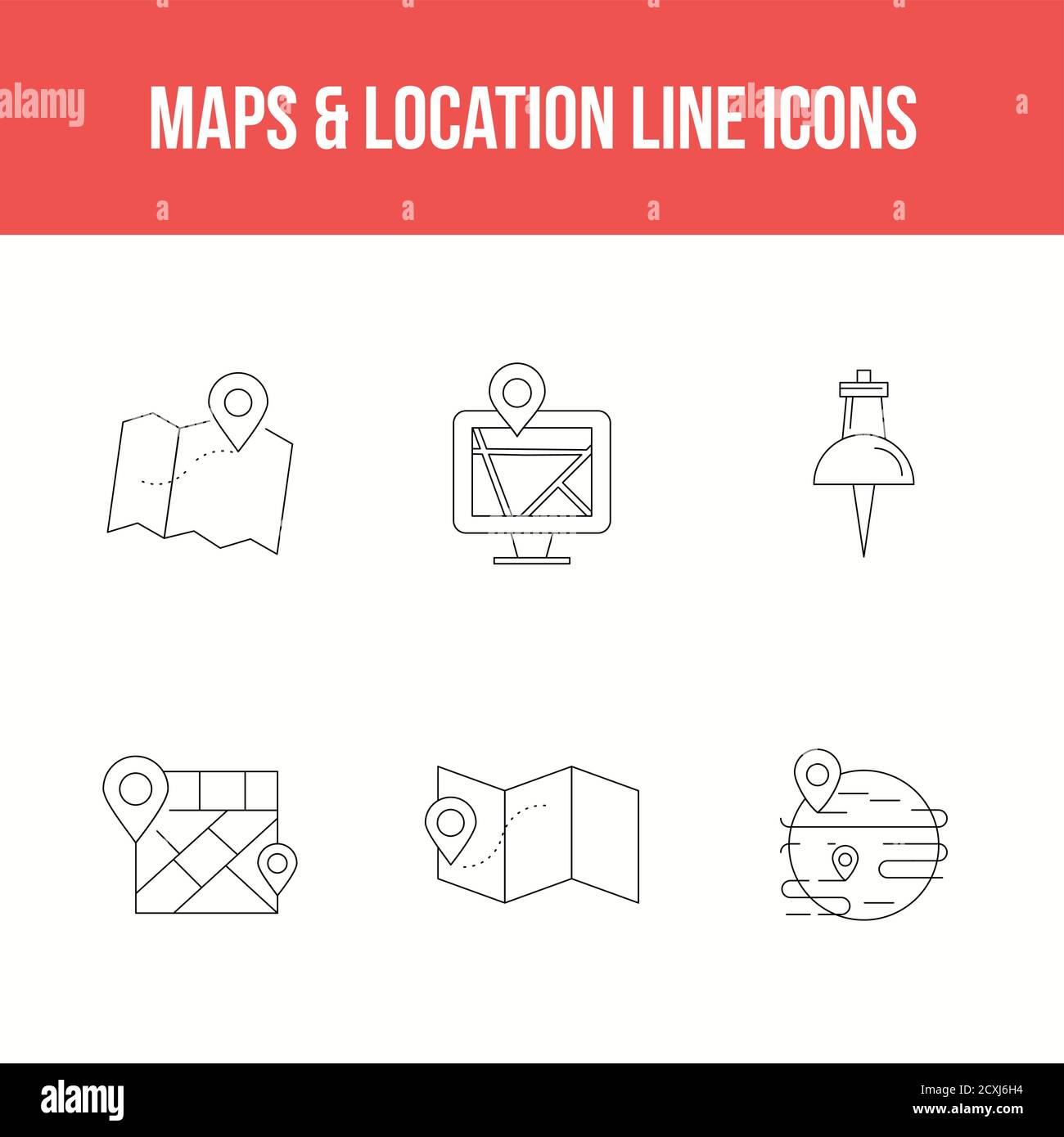Location map line icons Stock Vector Images - Alamy