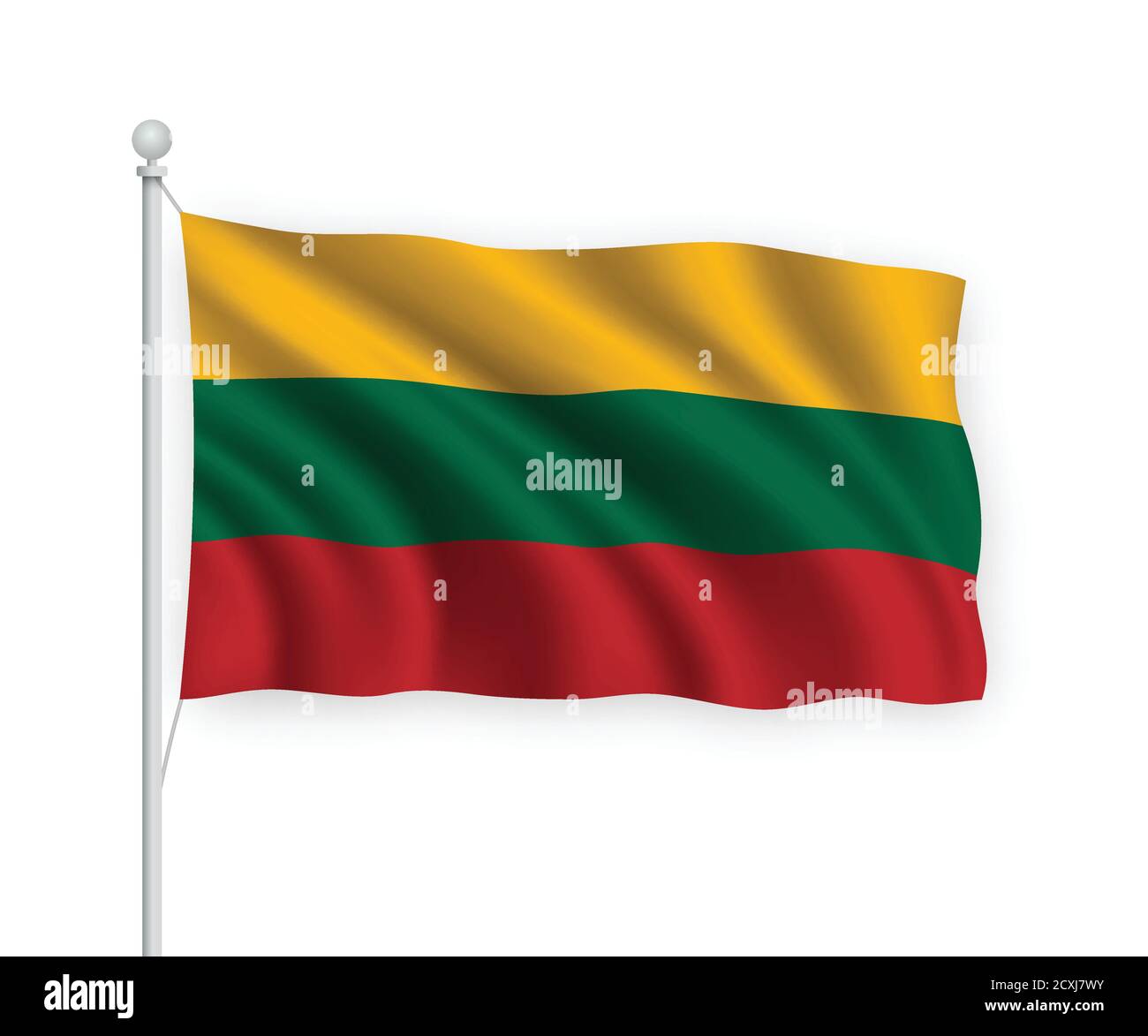 3d waving flag Lithuania Isolated on white background. Stock Vector
