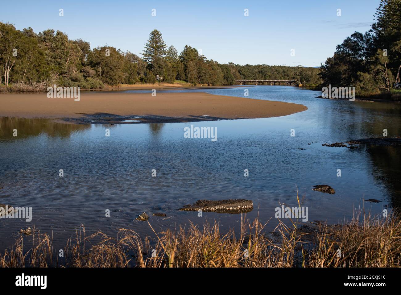 Crooked River at Gerroa on the South Coast of NSW, Australia Stock