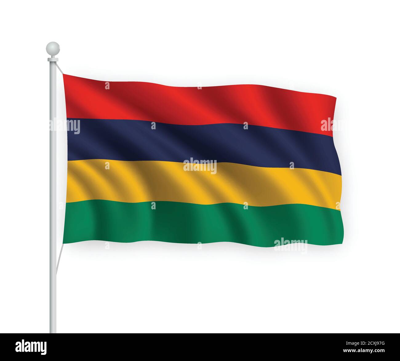 3d waving flag Mauritius Isolated on white background Stock Vector ...