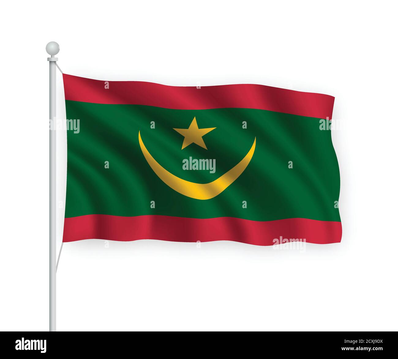 3d waving flag Mauritania Isolated on white background Stock Vector ...