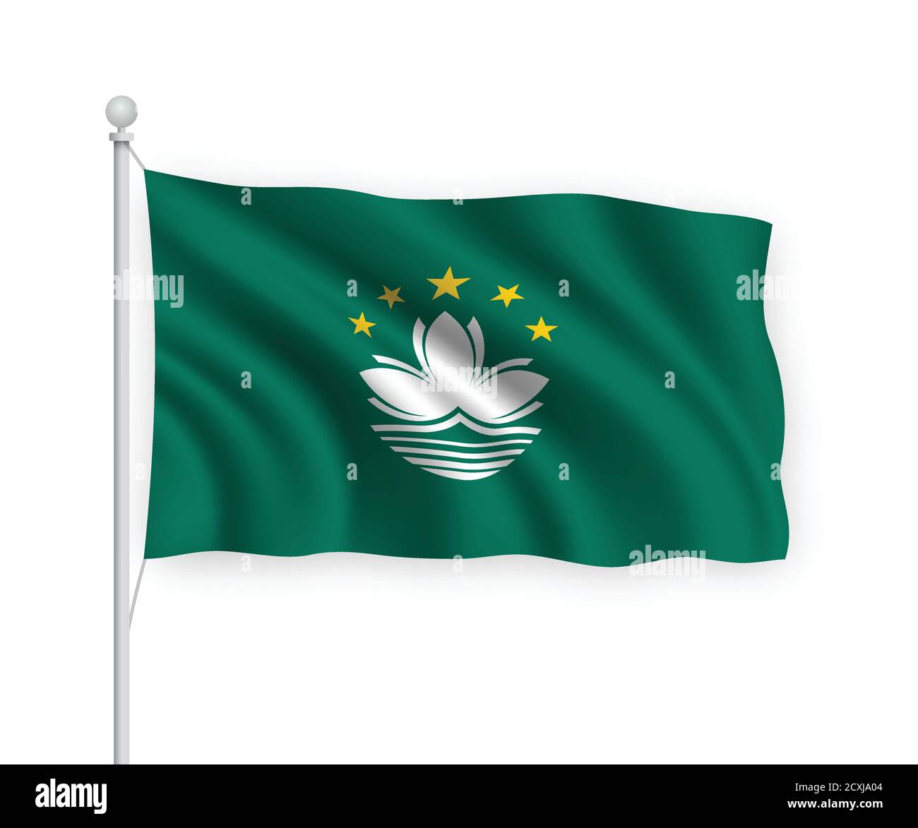 3d waving flag Macao Isolated on white background. Stock Vector