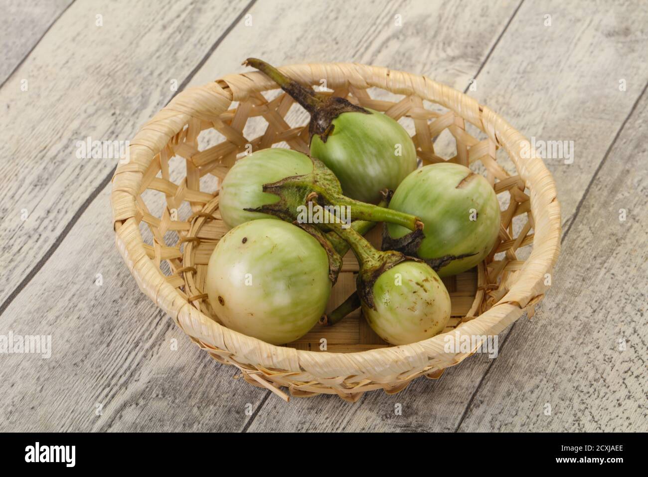 Asian small green eggplant ready for cooking Stock Photo Alamy