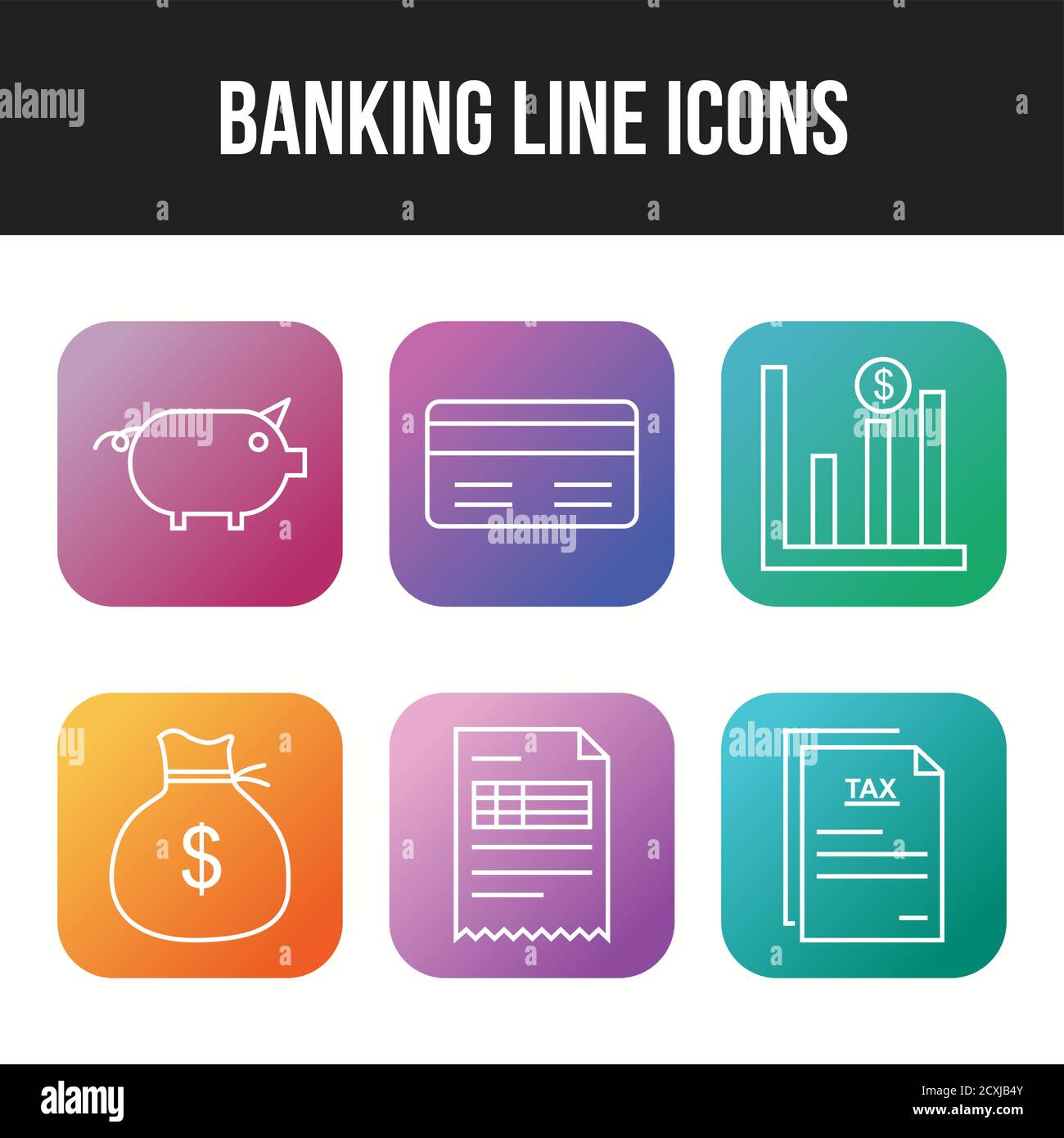 Unique Line vecor icon set of Banking icons Stock Vector Image & Art ...