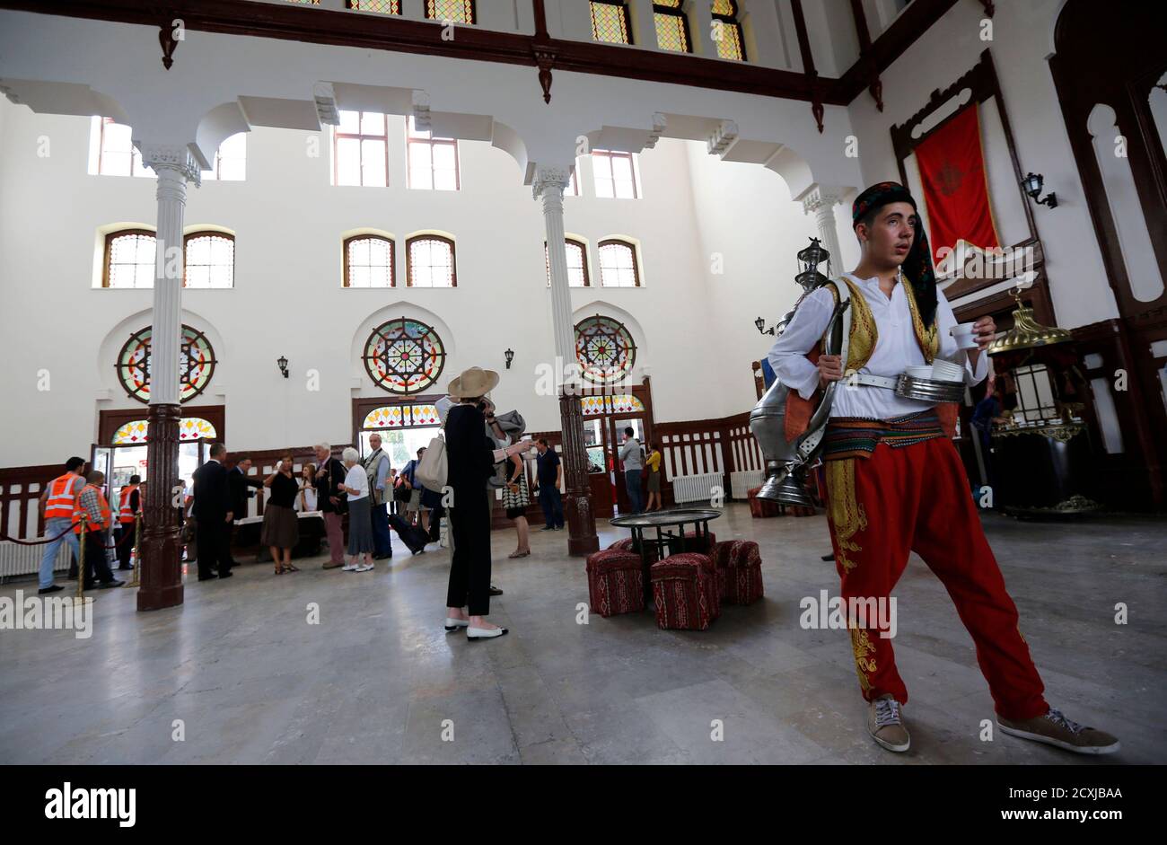 A Waiter Offers Refreshments To Orient Express Passengers At Sirkeci Main Railway Station In Istanbul September